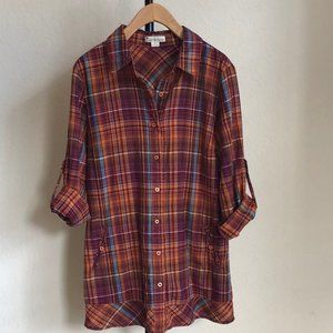 Forever 21 Flannel Tunic Length Shirt